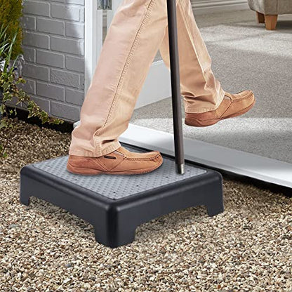 KASSO Step Stool, Non-Slip Mobility Step Platform, Safety Riser Step Stools for Seniors & Adults, 420Lbs Capacity, Indoor/Outdoor Half Step for Stairs, Cars, Bed, Chair, Bathtub Gray