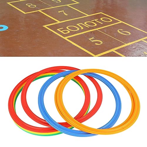 Hopscotch Rings, 10PCS Plastic Round Hoops with 10 Connectors for Toddlers Gross Motor Skills, 11 Inch Indoor Outdoor Agility Rings for Kids Playground Obstacle Course