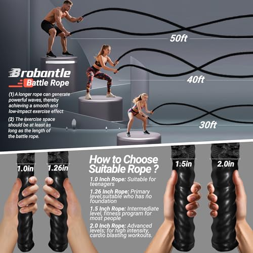 Battle Rope 1/1.26/1.5/2 Inch Diameter,Pink 30FT/40FT/50FT Exercise Workout Ropes for Home Gym Heavy Weighted Training Rope for Working Out - style: 1 inch 30ft