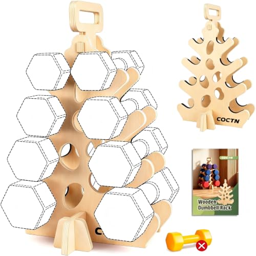 Dumbbell Rack Stand Only, Wooden 4-Tier Small Weight Holders for 5-15lbs
