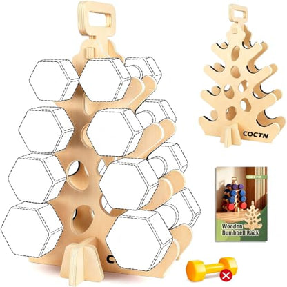 Dumbbell Rack Stand Only, Wooden 4-Tier Small Weight Holders for 5-15lbs