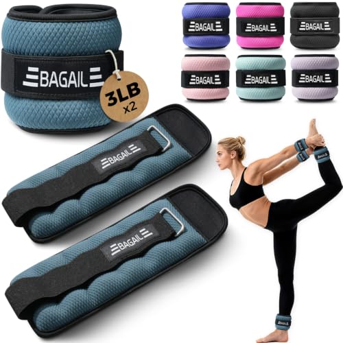 BAGAIL Ankle Wrist Weights for Women & Men, Set of 2 (Available in 0.5/1/2/3/4/5 lb Each), Wearable Leg Arm Weights with Sleek Design & Secure Fit for Walking, Running, Pilates, Home Fitness - color: Blue, size: 3 lb Each (6 lb Total Pair)