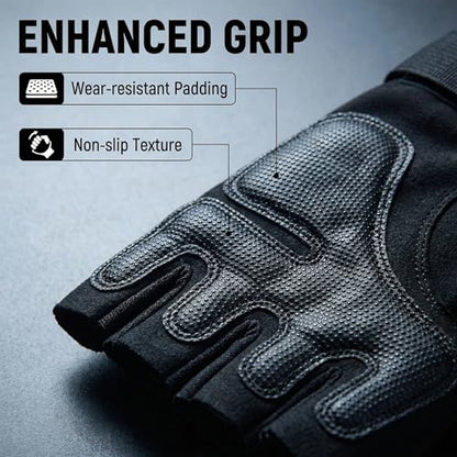Fingerless Motorcycle Gloves for Men Women,Breathable TPU Protection,for Motorcycle Cycling ATV Riding Tactical Training Fitness Workout Black - size: Large