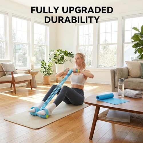 Pedal Resistance Band, 6 Tube Blue Foot Pedal and Handles Resistance Bands Set, Multifunction Pull Up Assistance Bands for Home Gym Workout Equipment, Space Efficient Fitness Training Solution