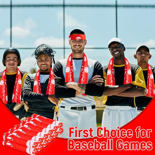 30Pcs Baseball Softball Cooling Towels for Neck and Face 40 x 12 Inch Baseball Sports Team Gifts Microfiber Breathable Workout Ice Towel Sweat Chilly Bulk Neck Wraps for Athletes Gym Camping Red