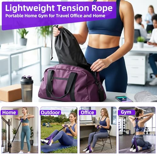 Pedal Resistance Band with Handles, Detachable Foot Pedal Resistance Band with Stainless Steel Buckles, Multifunction Tension Rope Tummy Trimmer for Full Body Workout Home Gym Women