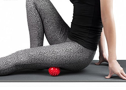 Spiky Massage Balls for Feet, Back, Hands, Muscles - Firm, Medium and Soft Spiked Massager Rollers for Plantar Fasciitis, Exercise, Neuro-Balance, Physical Therapy, 3-inch