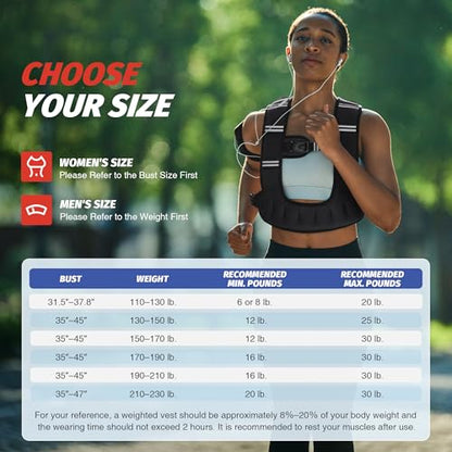 ZELUS Weighted Vest for Women & Men, U-Shaped Running Vest with Arm Pocket - color: Black, size: 12LB