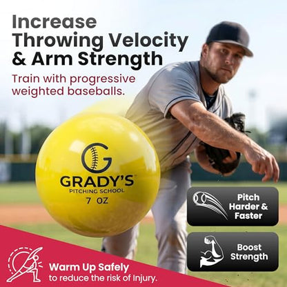 Grady's Pitching School Weighted Velocity Training Ball Set – Seam & Seamless Options for Pitching & Arm Strength + Set of 6 Balls + Carrying Case - style: Flats