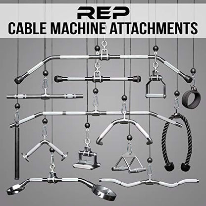REP Fitness LAT Pulldown and Low Row Cable Machine Attachments and Functional Trainer Attachments – Curl Bar, D-Handle, Ankle Cuff, Tricep Rope, Sports Handle, Straight Bar, Row, Chinning Triangle - style: Sports Handle