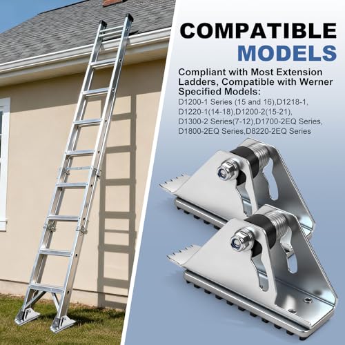 2 Pack Aluminum Anti-Skid Shoe Kit for Extension Ladders Replacement Parts, Rubber Padded Ladder Feet for Extension Ladder Accessories Compatible with D1200, D1300, D1700, D1800 - color: Black and Silver