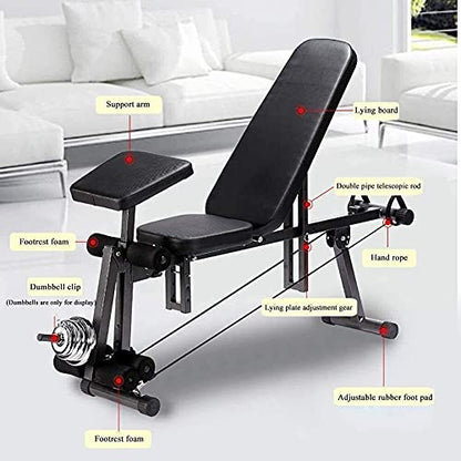 Weight Bench Dumbbell Weight Lifting Adjustable Weight Bench Sit-ups Fitness Equipment, Adjustable Supine Board, Home Multifunction Folding Dumbbell Bench