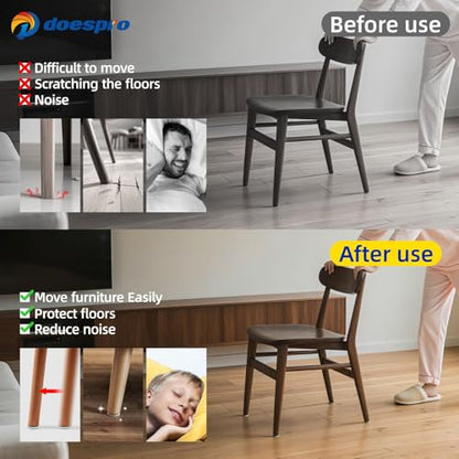 40PCS Small Furniture Sliders for Hardwood Floors & Carpet- 1.37" Self-Stick Furniture Movers Sliders Pads & Chair Glides for Wood Floors Tile Kitchen Appliance Move Furniture Easily (Gray Round)