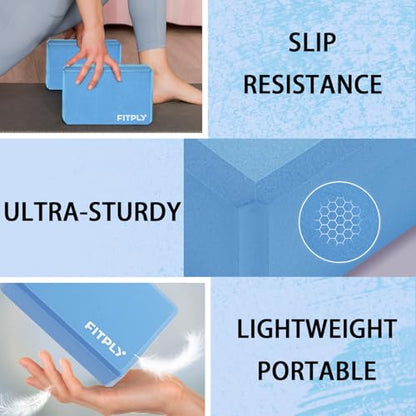 Yoga Blocks 2 Pack - Non-Slip Yoga Brick & Foam Blocks Yoga Set, High-Density Pilates Block for Stretching, Meditation, and Exercise Blocks Foam, Ideal for Deep Poses - color: Blue