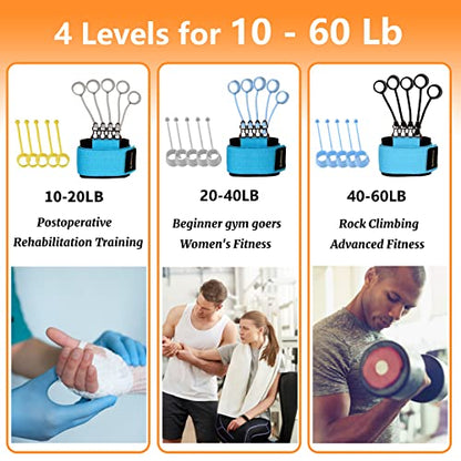 Finger Exerciser,4 Resistance Levels Finger Strengthener for Hand Therapy, Rock Climbing - Relieve Pain for Arthritis, Carpal Tunnel, Hand Strengthener and Finger Strengthener