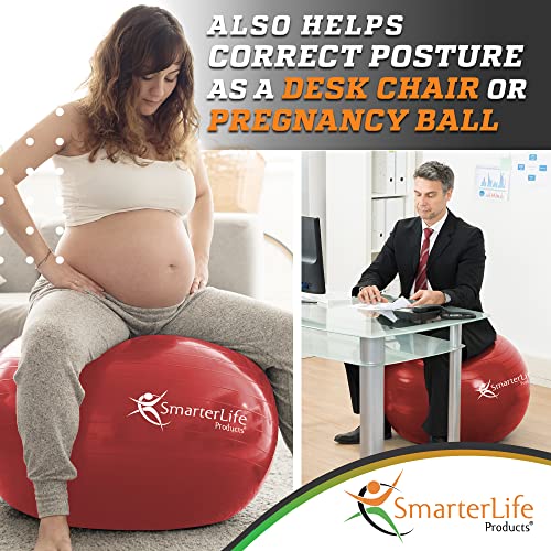 SmarterLife Exercise Ball, Yoga Ball for Gym, Balance, Stability, Pregnancy - color: Red, size: 45 cm