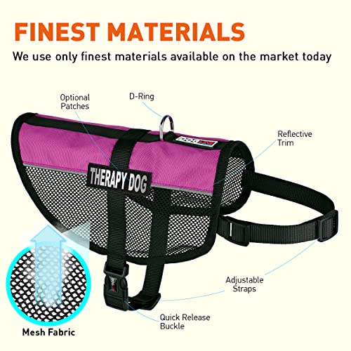 Dogline MaxAire Multi-Purpose Mesh Vest for Dogs and 2 Removable Therapy Dog Patches, Small, Pink