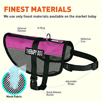 Dogline MaxAire Multi-Purpose Mesh Vest for Dogs and 2 Removable Therapy Dog Patches, Small, Pink