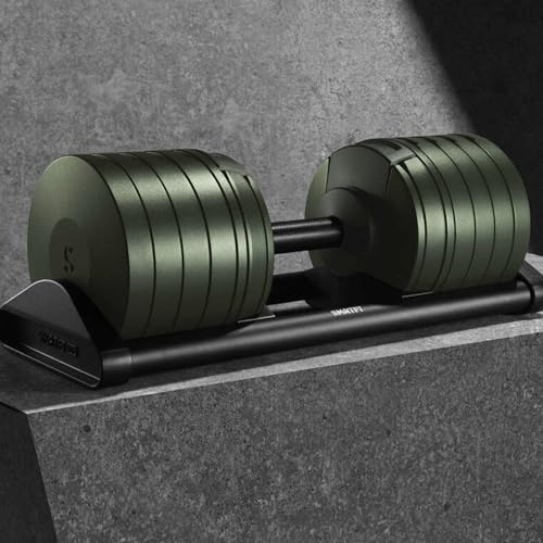 SMRTFT NUOBELL Adjustable Dumbbells 5–100 lb Set | Original NUOBELL | 26 Weights in 1 for Home Gym Strength Training | Steel-Knurled Handle | Space-Saving Dumbbell Set of 2 | 2-Year Warranty - color: Tactical