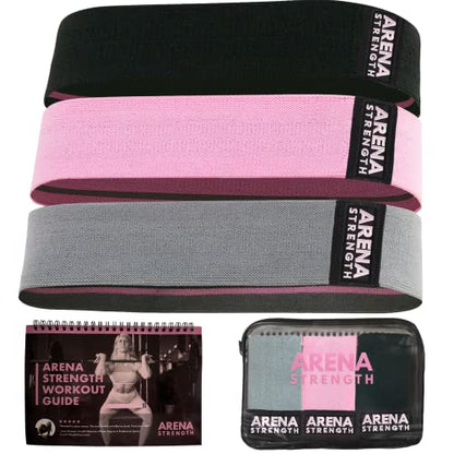 Fabric Booty Bands - Fabric Exercise Bands for Legs and Butt | Fabric Resistance Bands | Hip Resistance Bands with Workout Guide and Carry Case