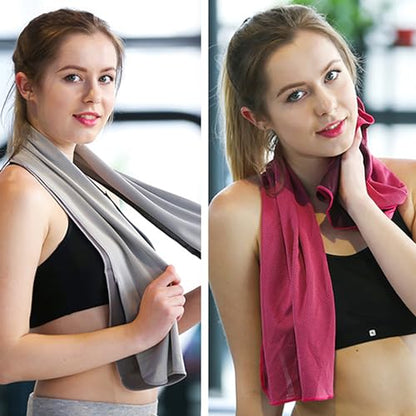 10 Pack Cooling Towels Bulk Microfiber Ice Towel Quick Dry Breathable Chilly Sweat Towel Stay Cool Towel for Neck Face Yoga Gym Workout Running Pilates Beach with Carabin Bag, 40x12'', Gray - color: Light Gray