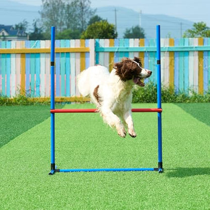 VEVOR Dog Agility Training Equipment, Dog Agility Course Backyard Set with Adjustable High Hurdles,Weave Poles,Jump Ring,Square Pause Box,Whistle,Foldable Bowl, Obstacle Course Kit with Storage Bag - size: 6 Pcs Set