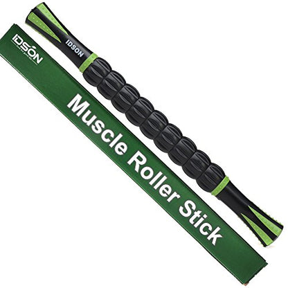 Muscle Roller Stick for Athletes- Body Massage Sticks Tools Massager for Relief Muscle Soreness,Cramping and Tightness,Help Legs and Back Recovery,Black Green