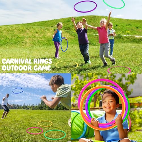 48 Pcs Multicolor Plastic Rings for Ring Toss Game Carnival Outdoor Game for Kids Activity Games Speed Agility Practice Carnival Party
