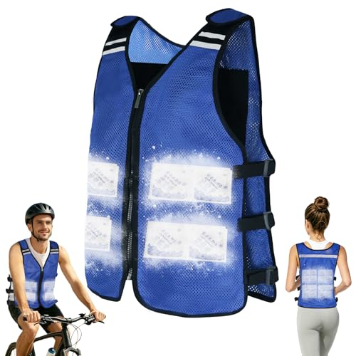 Cooling Vest for Hot Weather, Adjustable Cooling Jacket Safety Vest/Running Lightweight Vest/Reflective Vest/Ice Vest - color: Blue, size: XX-Large