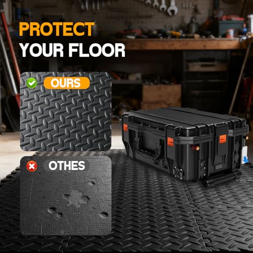Puzzle Exercise Mat ½ in, EVA Interlocking Foam Floor Tiles for Home Gym, Mat for Home Workout Equipment, Floor Padding for Crawling, Black, 20 in x 20 in x ½ in, 64 Sq Ft - 24 Tiles (24, Black)