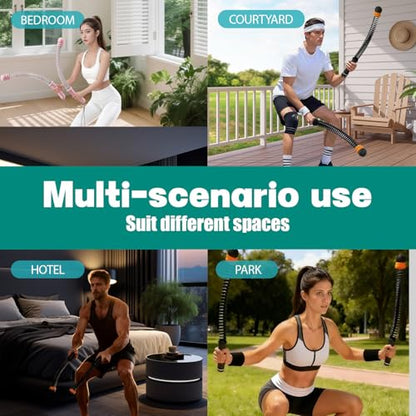 Adjustable Ropeless Battle Ropes, Portable Cordless Workout Rope for Home Gym — HIIT, Strength & Low-Impact Cardio, Variable Resistance, Quiet Training for Men & Women, Include Storage Bag