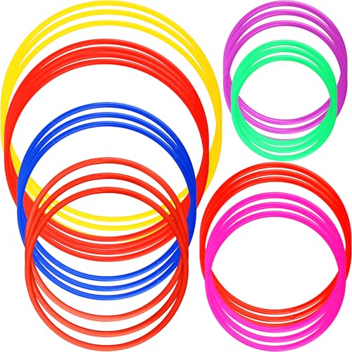 36 Pcs Colorful Plastic Toss Rings Multicolor Throwing Rings Game for Kids Adults Halloween Outdoor Activities Agility and Accuracy Game Practice Games Booth, 5 Sizes