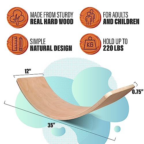 Wooden Wobble Balance Board for Preschool Toddlers, Children and Adults