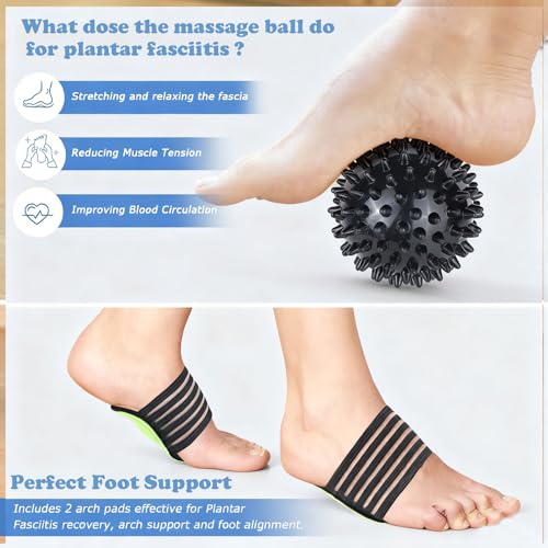 Plantar Fasciitis Night Splint with Massage Ball, Arch Pads & Socks, Adjustable Foot Brace for Achilles Tendonitis, Heel Spur, Foot Drop Relief – Lightweight Night Splint for Men and Women - color: Pink