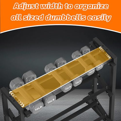 PLKOW Adjustable 3-Tier Dumbbell Rack with Barbell & Weight Plate Storage for Home Gym, Heavy Duty Steel Weight Rack Stand, Angle Height Width Adjustable Gym Organizer - color: Black