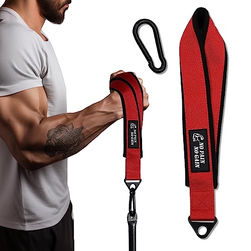 Arm Wrestling Training Strap Belt Hand Grip Arm Finger Forearm Exerciser Strengthener for Cable Machine and Free Weight - color: red strap only (not include loading pin)
