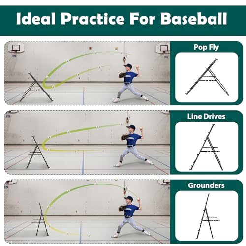 LIANTRAL Baseball Rebounder Net, Adjustable Bounce Back Trainer for Soccer, Softball, Portable Folding Rebounder for Passing & Shooting Practice, Soccer Bounce Back net Net for Kids, Black