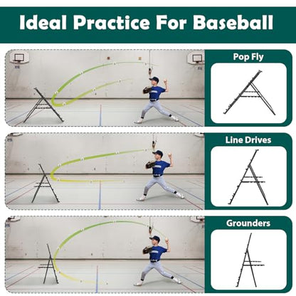 LIANTRAL Baseball Rebounder Net, Adjustable Bounce Back Trainer for Soccer, Softball, Portable Folding Rebounder for Passing & Shooting Practice, Soccer Bounce Back net Net for Kids, Black