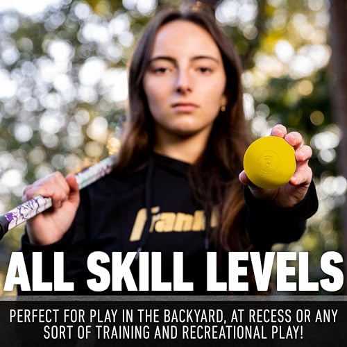 Franklin Sports Lacrosse Balls - Official Size Lax Balls for Practice - Rubber 63mm Outdoor Lacrosse Balls - Great for Muscle Massage Therapy + Yoga - White + Yellow
