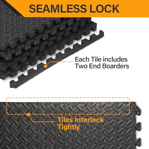 ZENY 24 Pack Puzzle Exercise Mat, 0.75'' Thick EVA Interlocking Foam Floor Tiles, Workout Mat Gym Flooring for Home Gym, 24 in x 24 in x 3/4 in, Cover 96 sq.ft