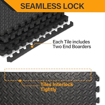ZENY 24 Pack Puzzle Exercise Mat, 0.75'' Thick EVA Interlocking Foam Floor Tiles, Workout Mat Gym Flooring for Home Gym, 24 in x 24 in x 3/4 in, Cover 96 sq.ft