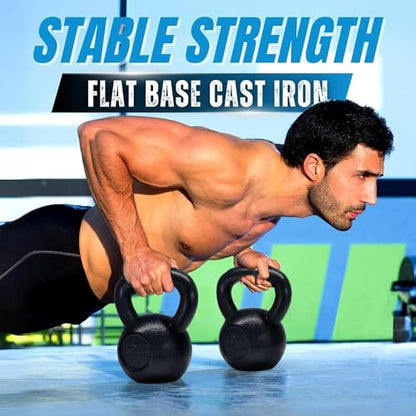 Yes4All Cast Iron Kettlebell, Strength Training Kettlebells 5-80 Lb (5,10,15,20,25,30,35,40,45,50,60,70,80 Lb) for Full Body Workout, Push up, Strength Training - Single & Kettlebell Set of 2 for Men - color: K. Black 60lbs, style: B. Cast Iron