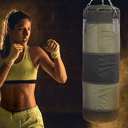Bnineteenteam Heavy Punching Bag,Training Boxing Bag with Chain for Adults Men Women(Empty) - color: Green, size: 80 cm