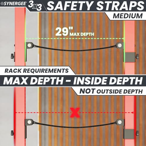 Synergee Safety Straps – Fits 2x2 2x3 3x3 Racks 750 lb - color: f) 3x3 x 29"