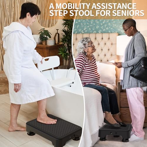 Ronlap Small Step Stools for Adults Car Step Stool for Elderly, Black-Black - color: Black-black