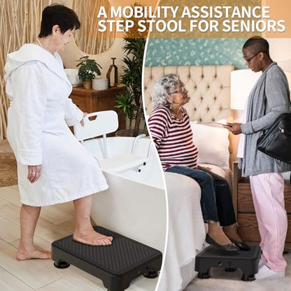 Ronlap Small Step Stools for Adults Car Step Stool for Elderly, Black-Black - color: Black-black