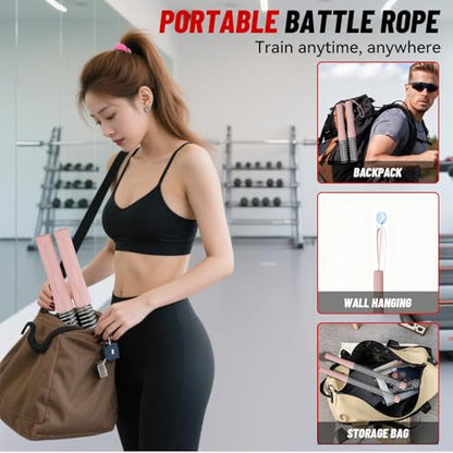 Cordless Ropeless Battle Ropes for Home Gym – Portable Weighted Workout Rope for HIIT, Cardio & Strength Training, Low-Impact Full Body Exercise Equipment for Men & Women
