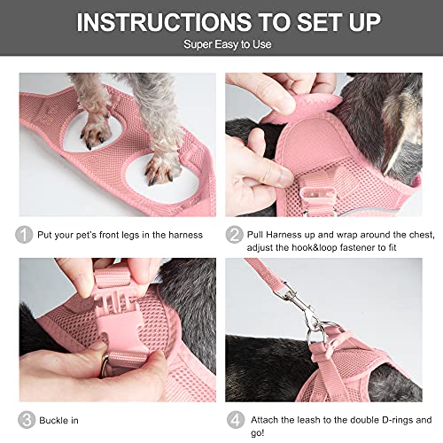 Fida Cat Harness and Leash Set for Walking Kitten and Puppy, Escape Proof Kitten Harness with Breathable Lightweight Soft Mesh, Adjustable Reflective Step-in Design. (XXXS, Pink) - color: Pink, size: XXXS (Neck:10.2"-11.4"; Girth:11.4"-12.6")