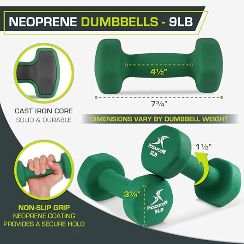 ProsourceFit Neoprene Dumbbell Coated for Non-Slip Grip - size: 9-Pound