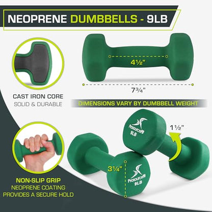 ProsourceFit Neoprene Dumbbell Coated for Non-Slip Grip - size: 9-Pound